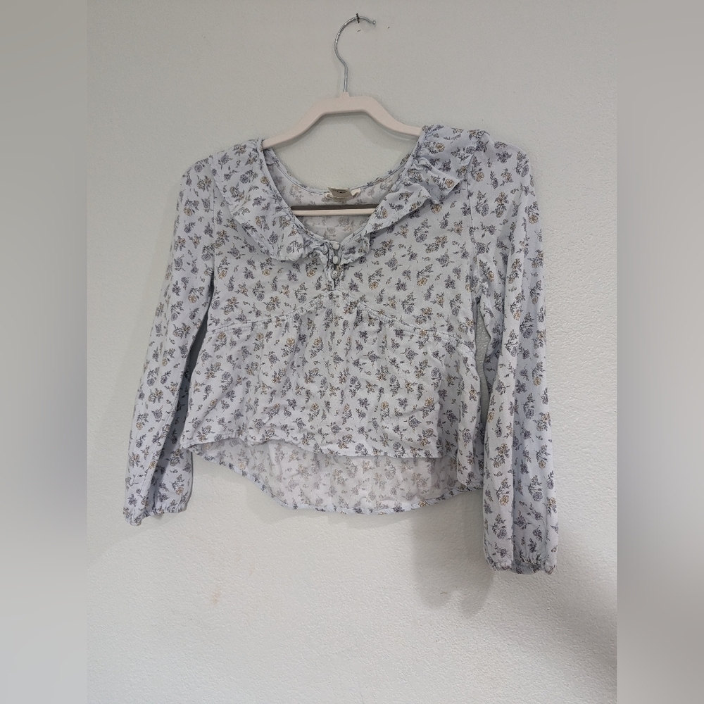 URBAN Romantics blue floral babydoll top - Picture 1 of 11